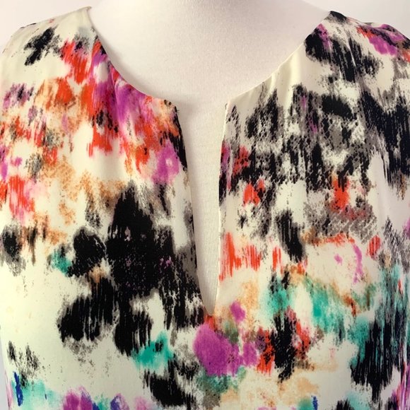 Parker Sleeveless Watercolor Print Silk Blouse - Picture 5 of 7